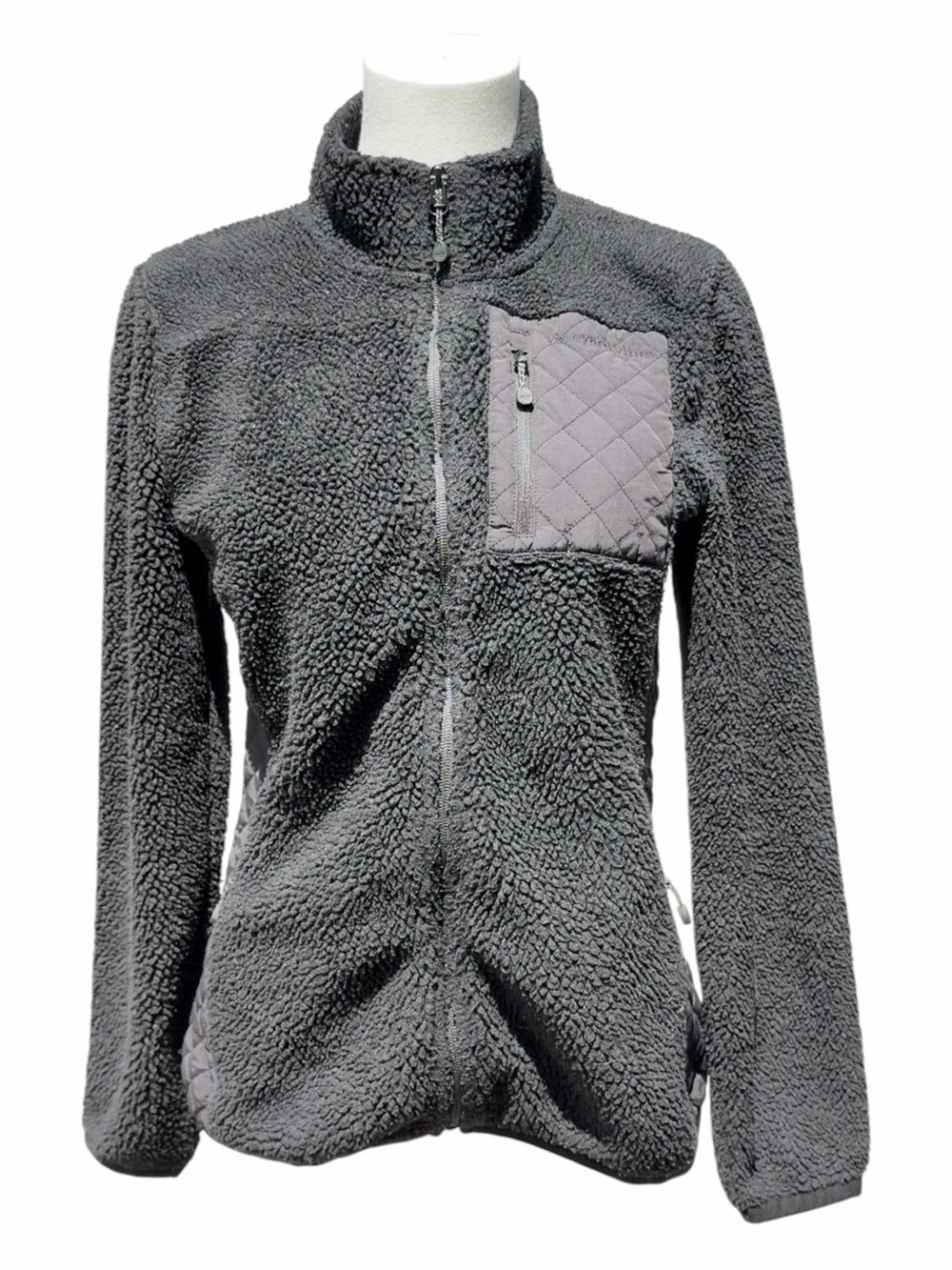 Vineyard Vines Sherpa Fleece Jacket Women’s XS Black Quilted Preppy Outdoor